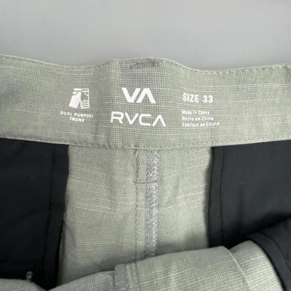 RVCA Men's Dual Purpose Light Green/Grey Shorts Trunks  - Size 33 - NWT - Picture 4 of 12